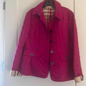 Burberry quilted coat, size large, hot pink, excellent condition